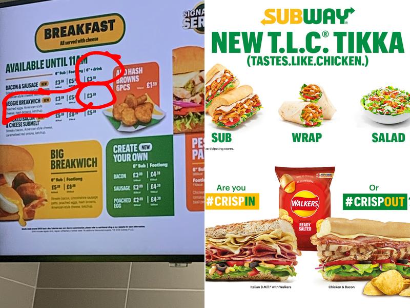 Subway Menu