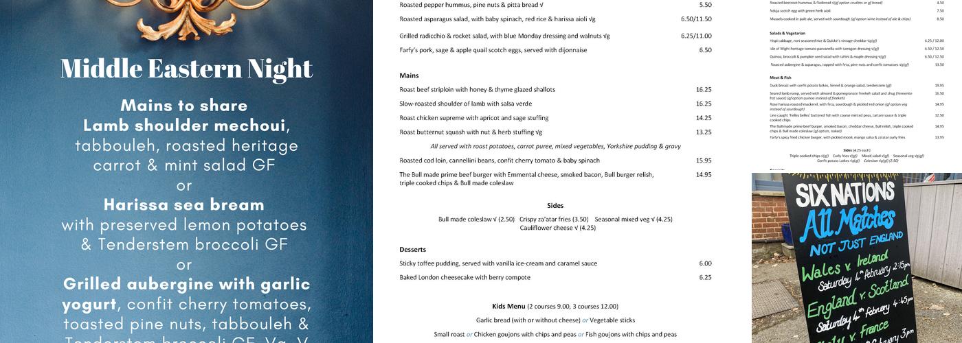 The Bull Inn Limpsfield Menu