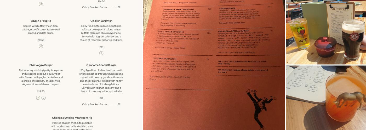 White Horse Lincoln Menu