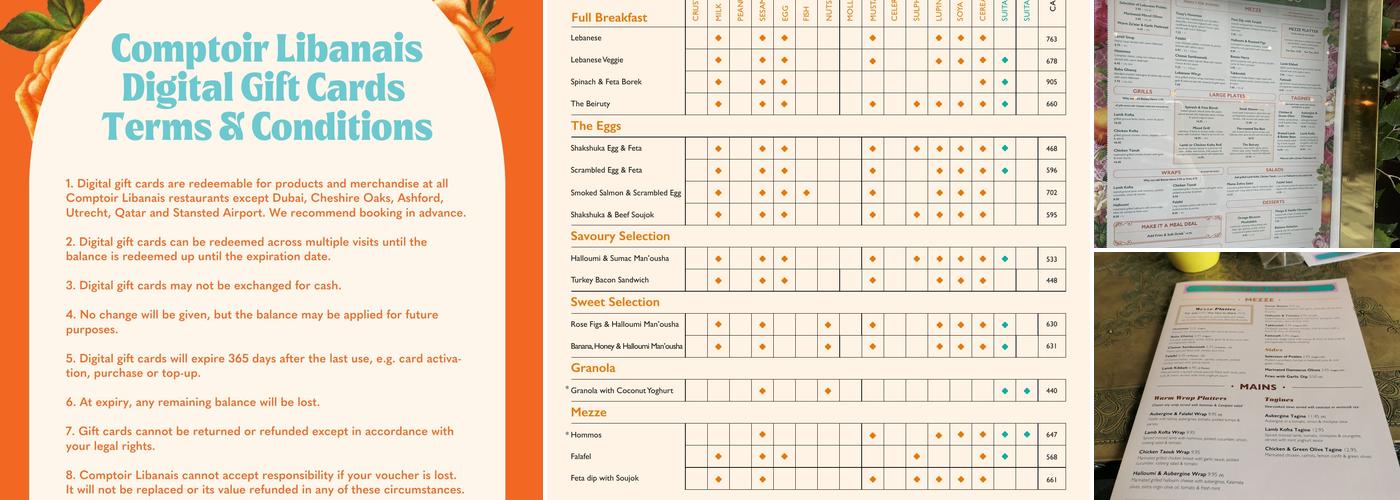 Comptoir Libanais Menu