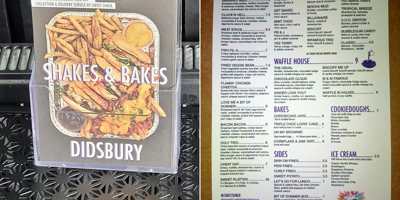 Shakes & Bakes Didsbury By Sweet Diner Menu