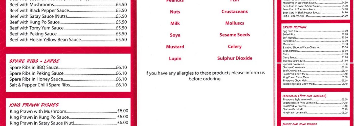 Oriental Garden Menu