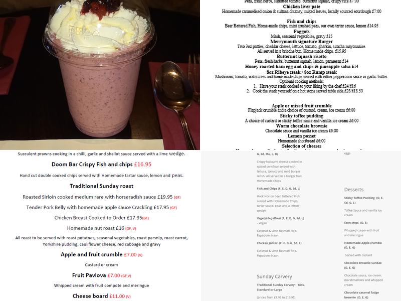 The Cotswold Merrymouth Inn - 13th Century Coaching Inn Menu