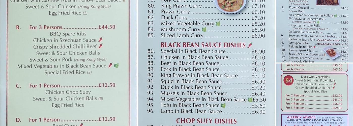 New China Dragon Menu