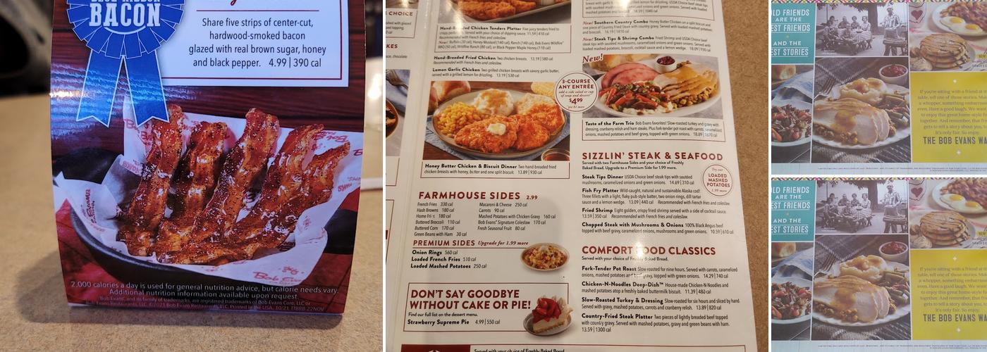 Bob Evans Menu