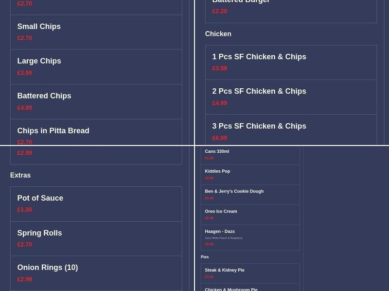 OCEAN FISH BAR & kEBAB Menu