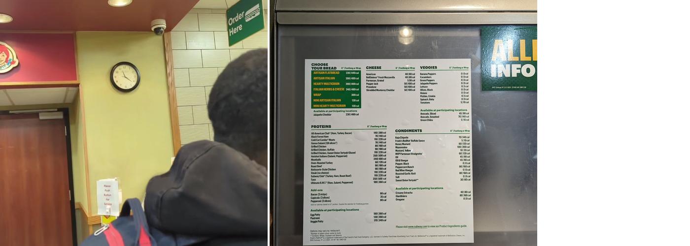 Subway Menu