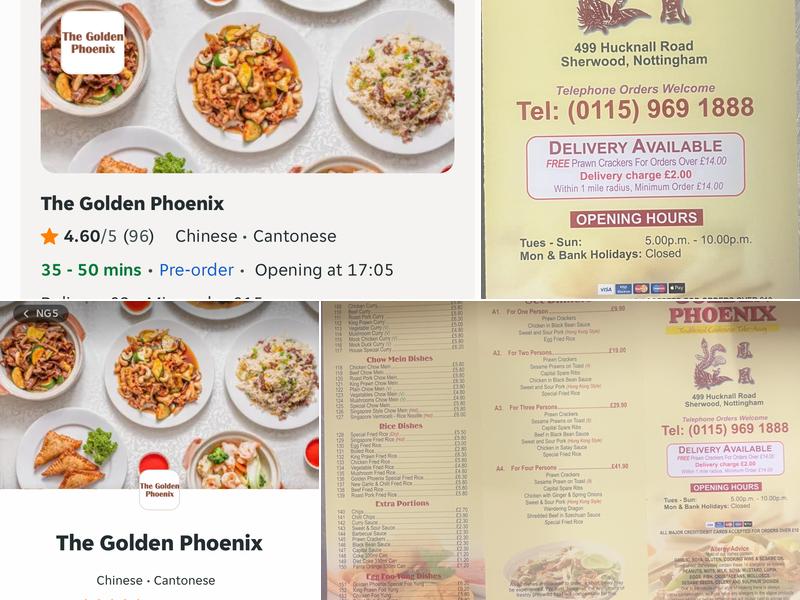Golden Phoenix Menu