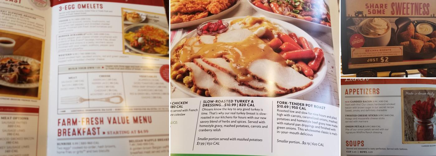 Bob Evans Menu