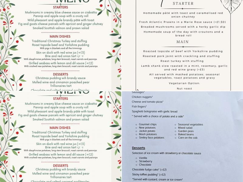 The White Hart Menu
