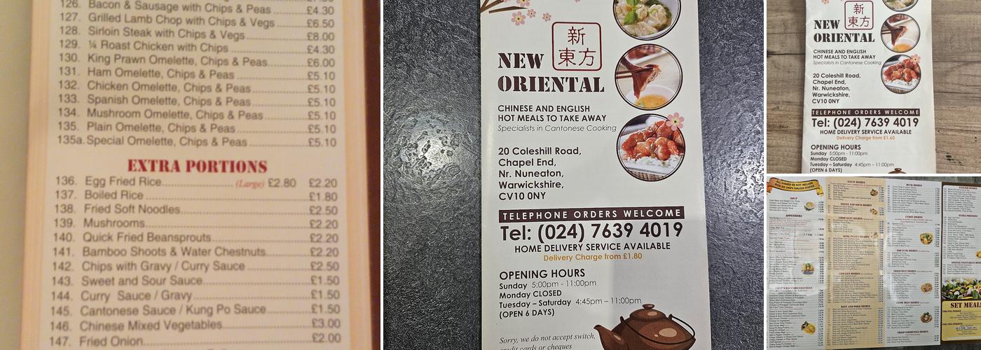New Oriental Menu