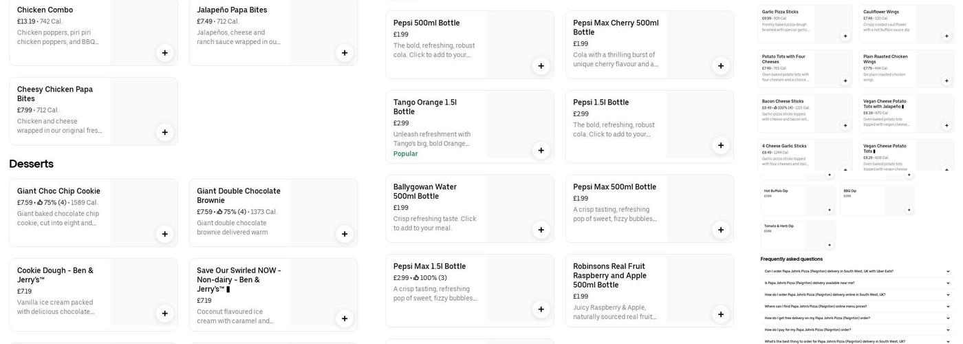 Papa Johns Pizza Menu