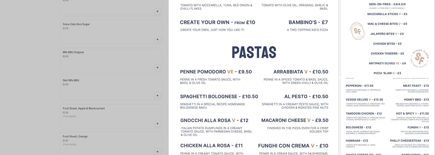 Stone Fired Menu