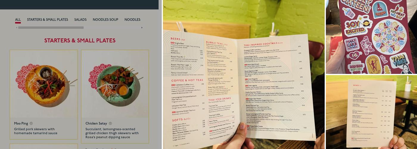 Rosa's Thai Leamington Spa Menu