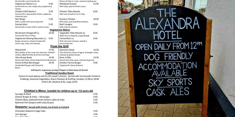 Alexandra Hotel Menu