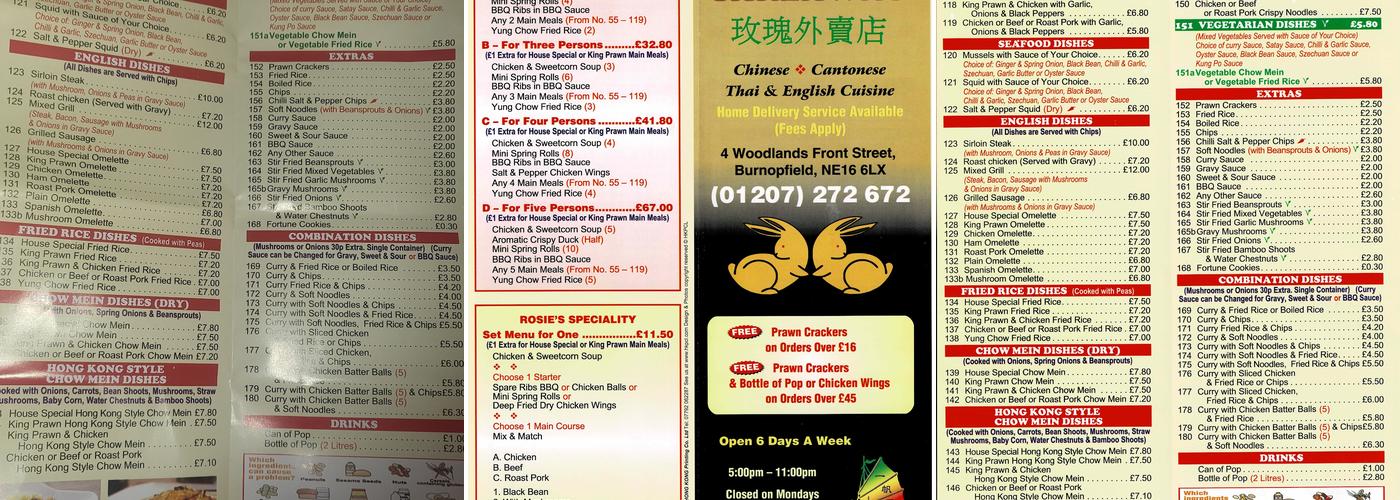 Rosie's Takeaway Burnopfield Menu