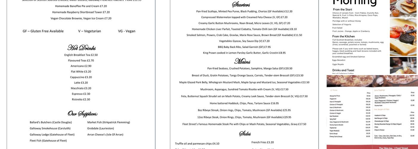 No.1 Fleet Street@The Ship Inn Menu