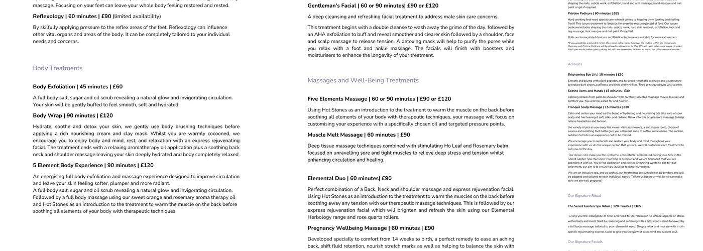 The Samphire Kitchen Menu