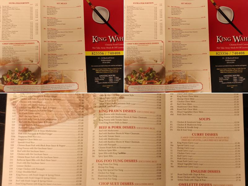 King Wah Menu