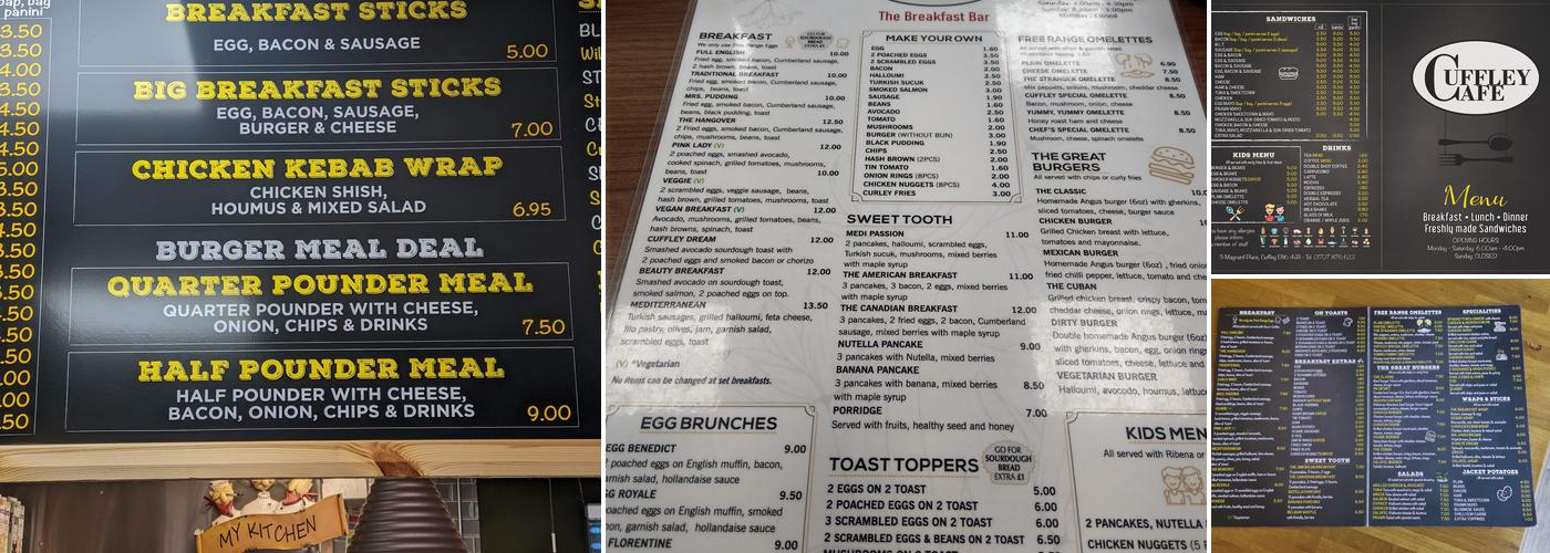 Cuffley Cafe Menu
