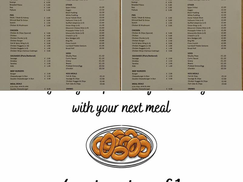 New Kemmel Fish Bar Menu