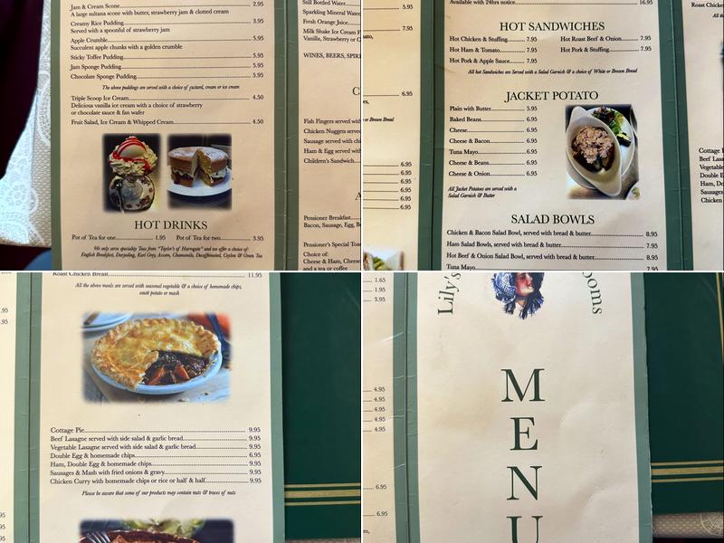 Lily's Victorian Tea Rooms Menu