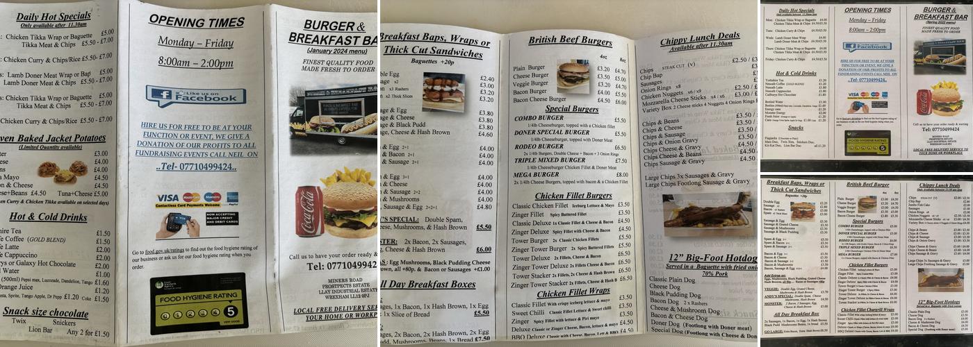 Burger & Breakfast Bar Menu