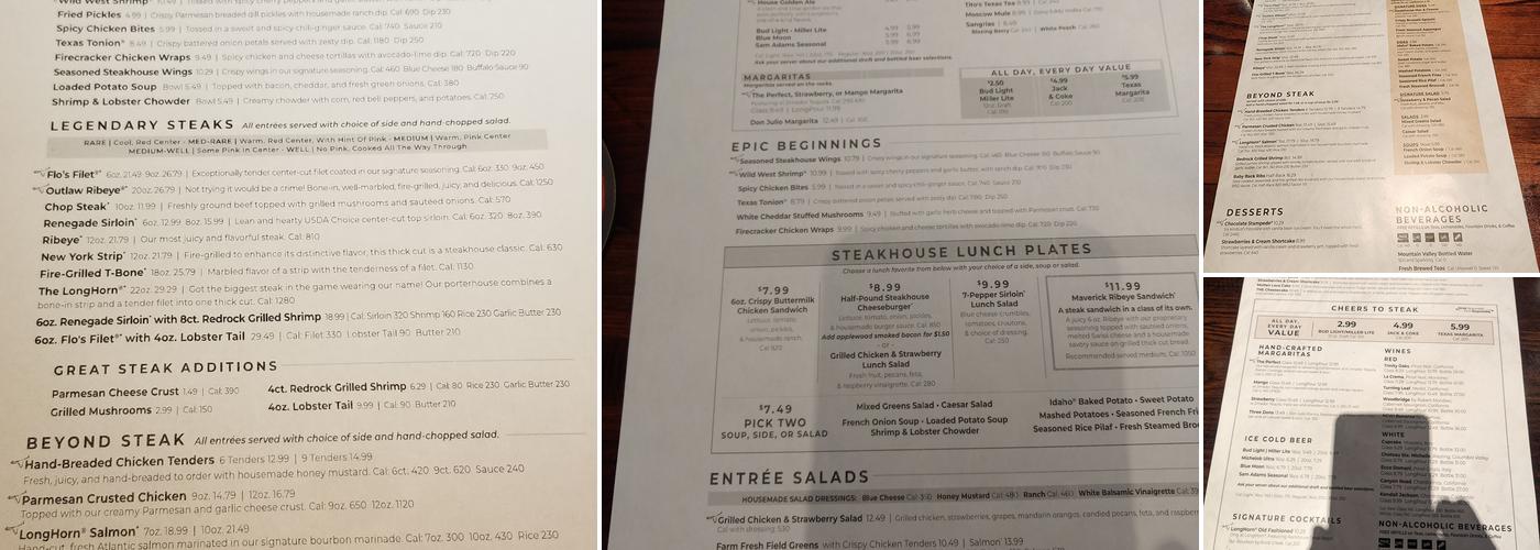 LongHorn Steakhouse Menu