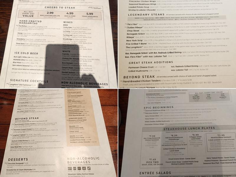 LongHorn Steakhouse Menu