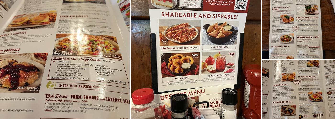 Bob Evans Menu