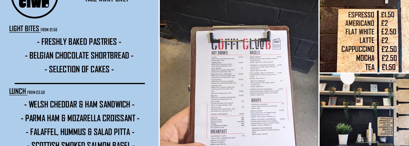 Coffi Clwb Menu
