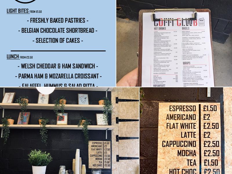 Coffi Clwb Menu
