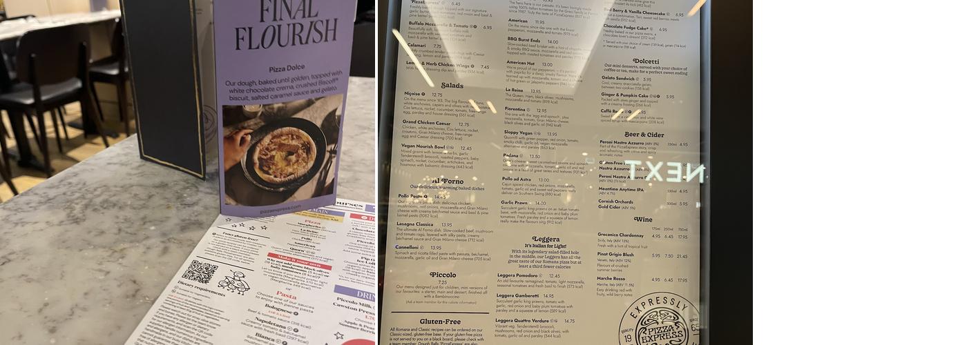 Pizza Express Menu