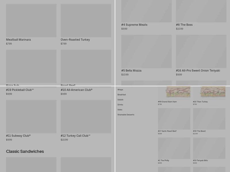 Subway Menu