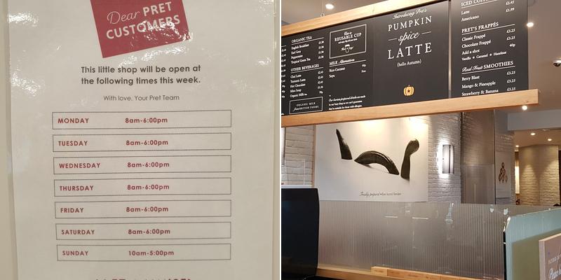 Pret A Manger Menu