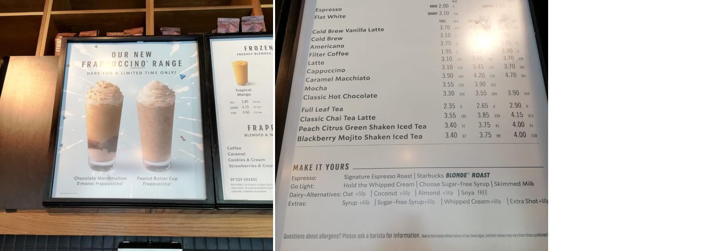 Starbucks Coffee Menu
