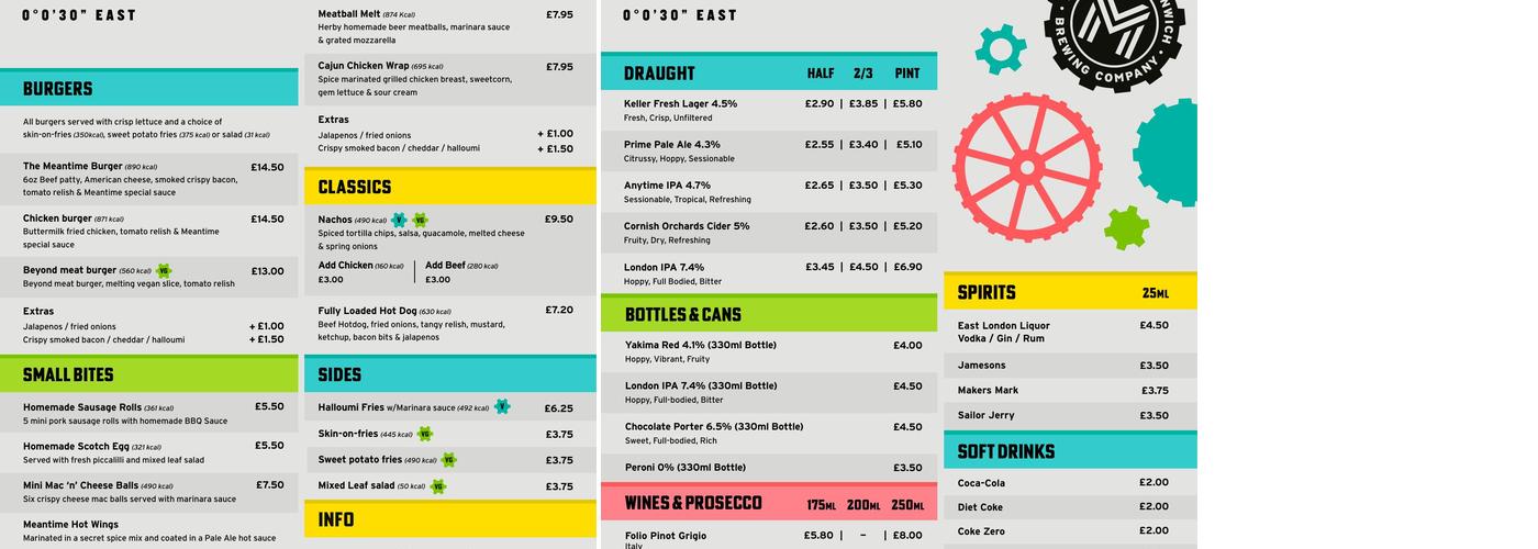 Meantime Brewing Company Menu