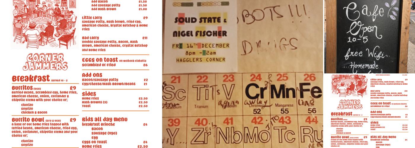 Hagglers Corner Menu