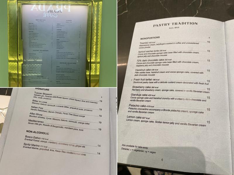 Prada Cafe Menu