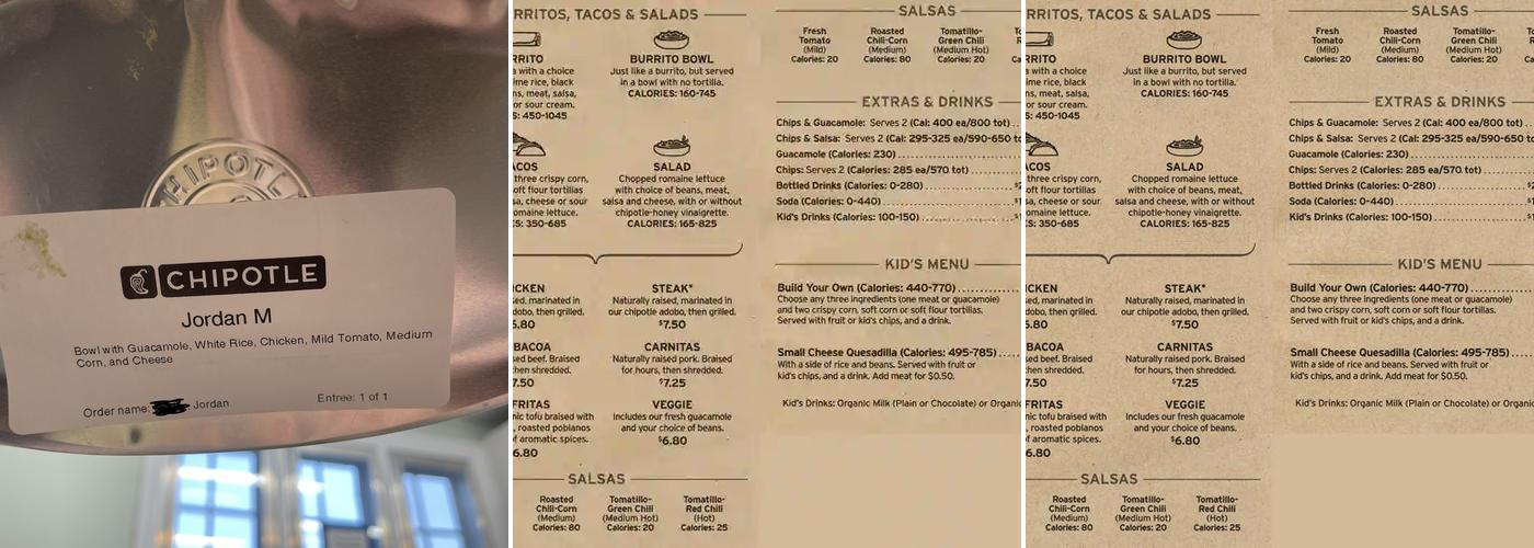 Chipotle Mexican Grill Menu