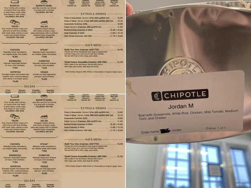 Chipotle Mexican Grill Menu