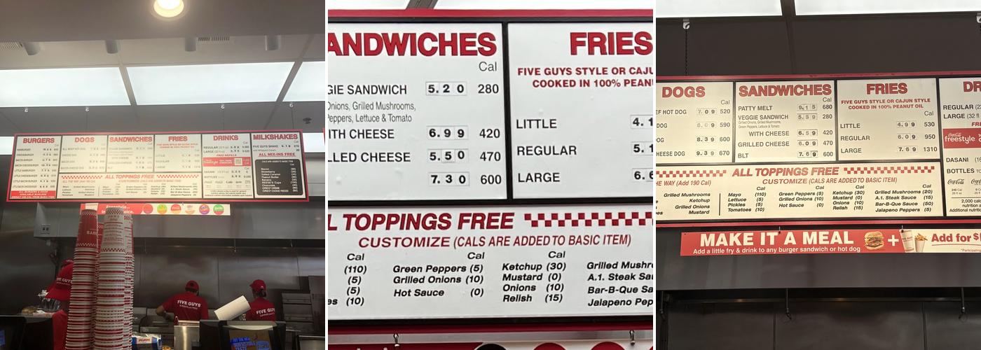 Five Guys Menu
