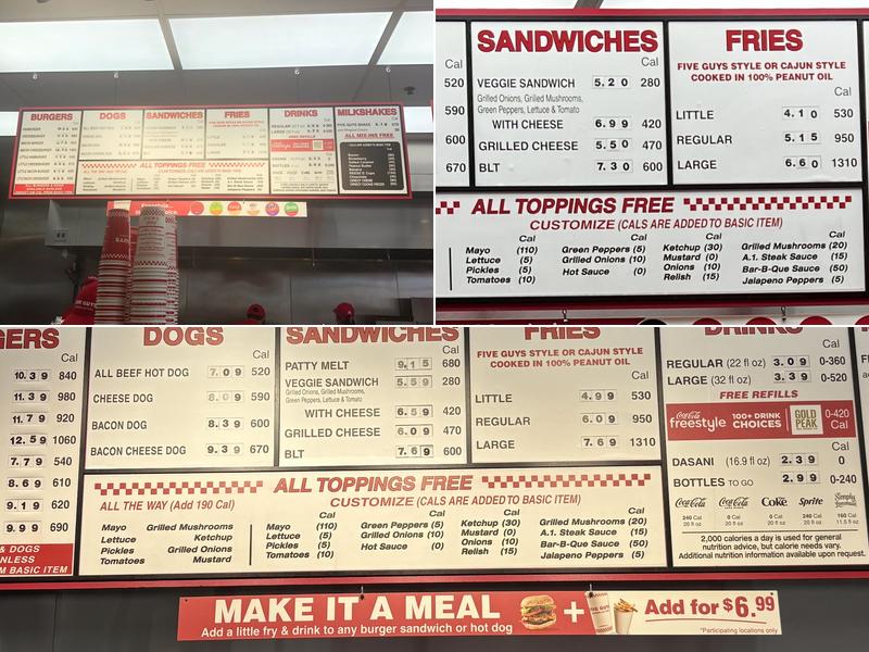 Five Guys Menu