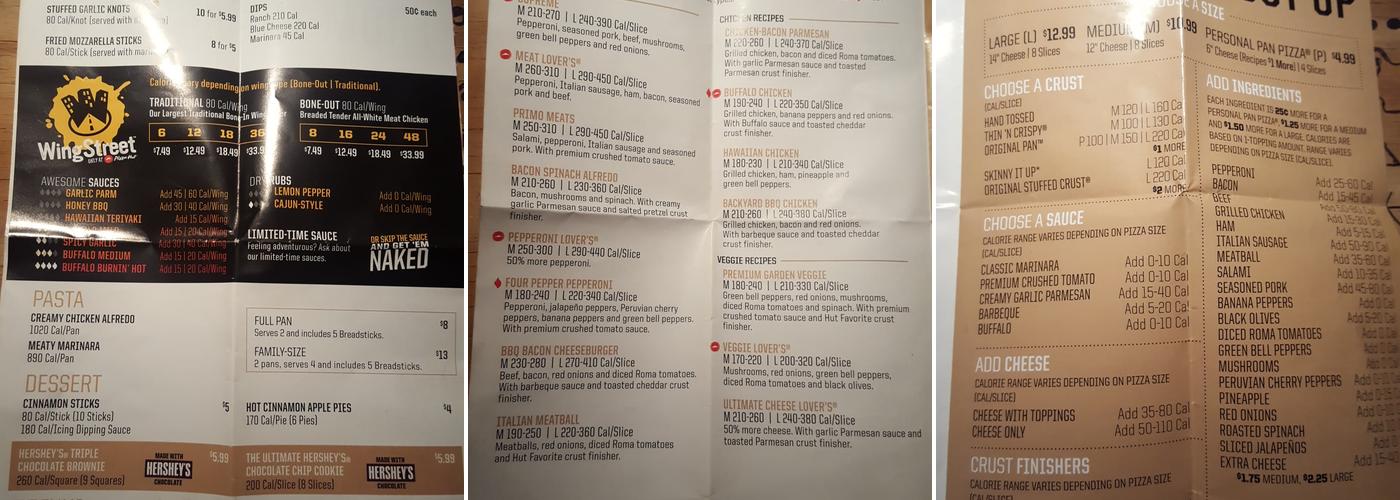 Pizza Hut Menu