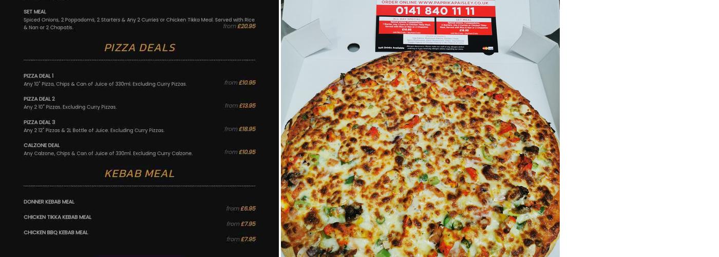 Paprika Takeaway Menu