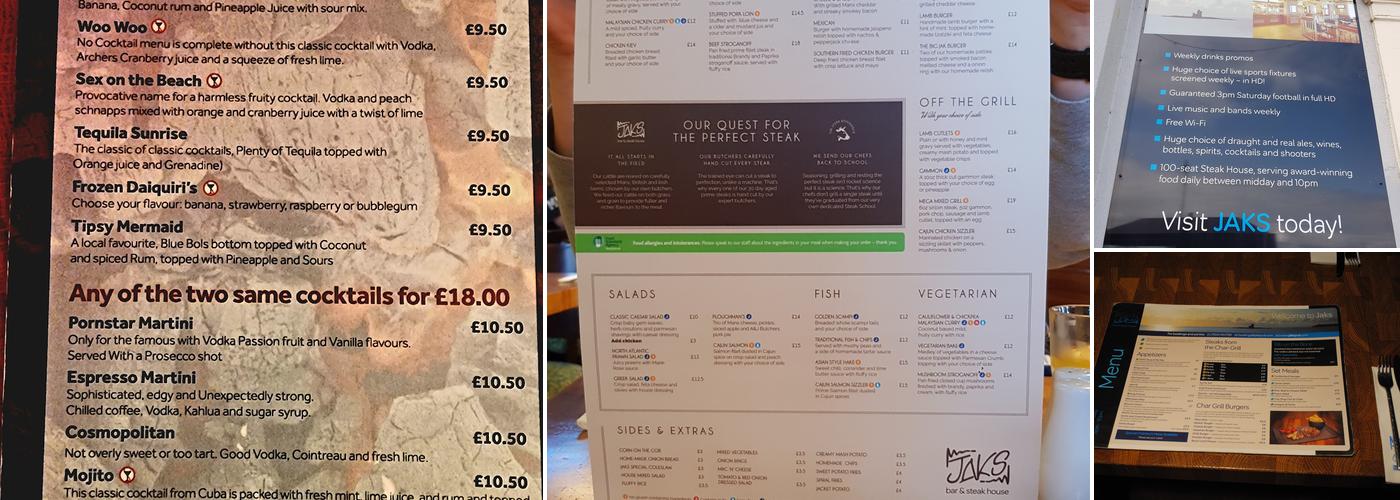 Jak's Bar & Smokehouse Menu