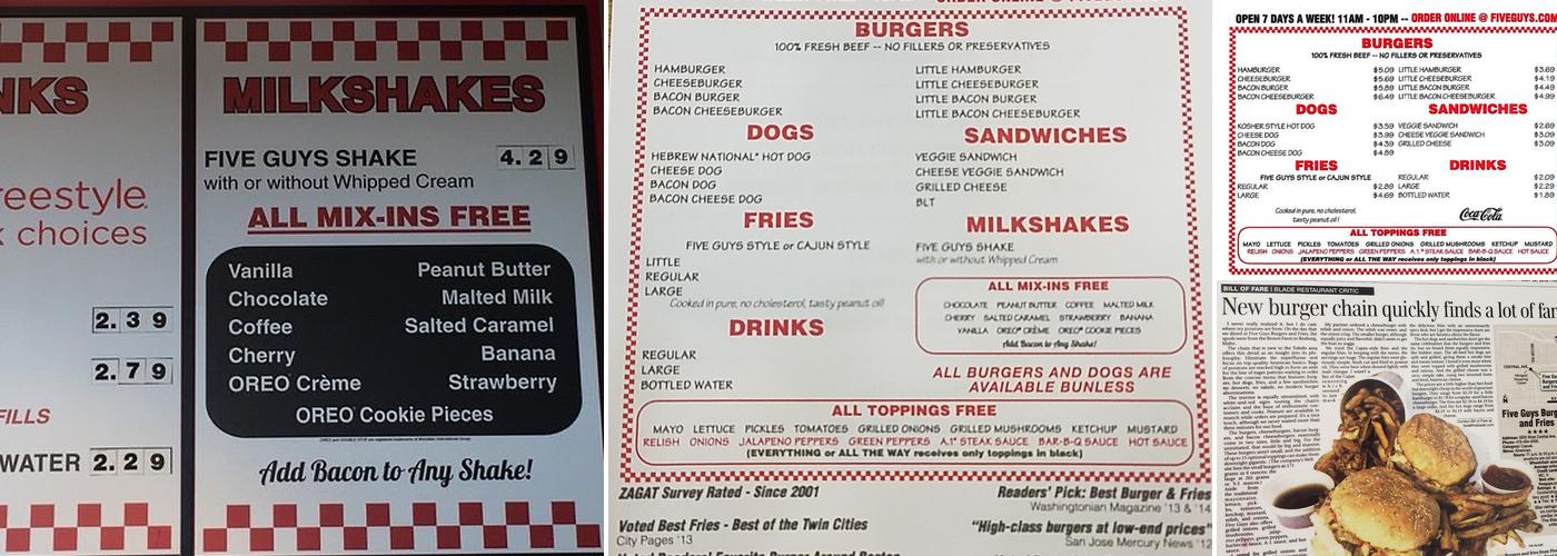Five Guys Menu
