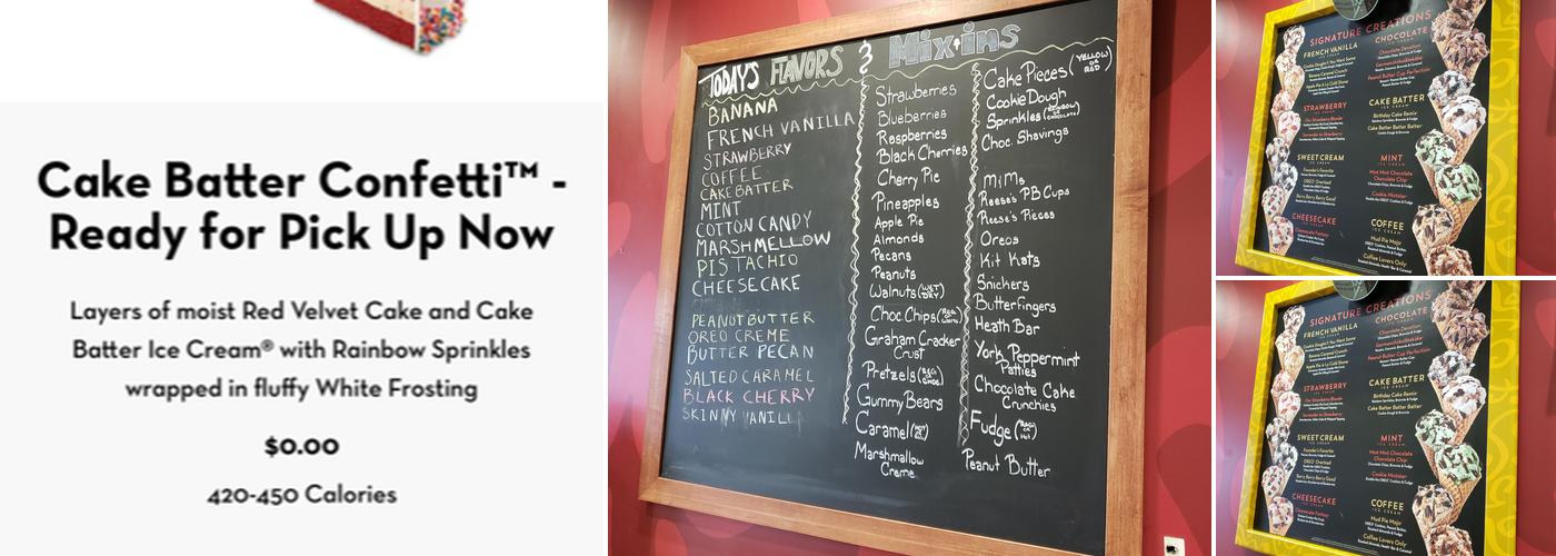 Cold Stone Creamery Menu