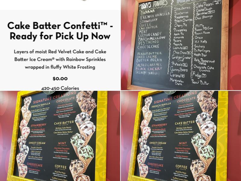 Cold Stone Creamery Menu
