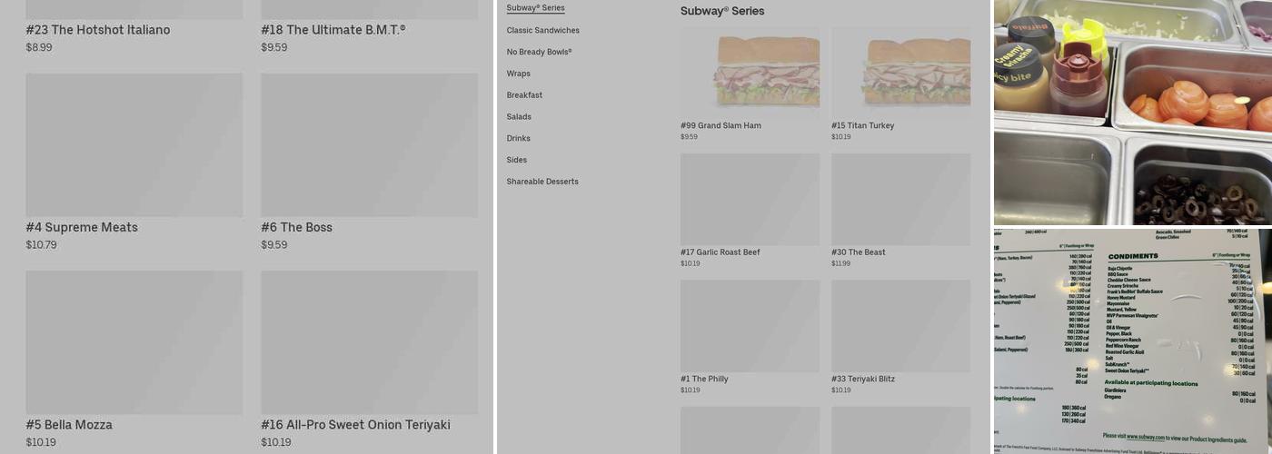 Subway Menu